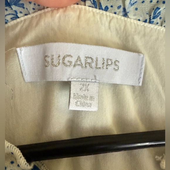 Sugarlips Blue and White Paisley Blouse - Picture 3 of 3